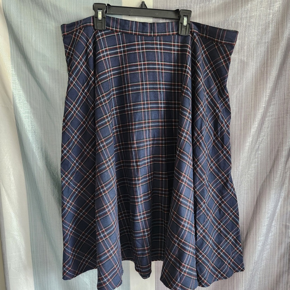 Hell Bunny Navy Blue Tartan Plaid Piper Skirt Pockets Womens 3XL Dark Academia